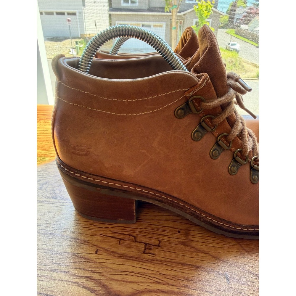 Rare Sketchers Brown Leather Chunky Heel y2k Boots Sz 8.5 - Picture 3 of 11